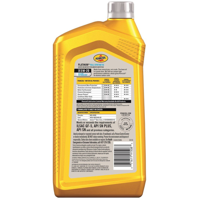 Pennzoil Platinum Full Synthetic 5W-20