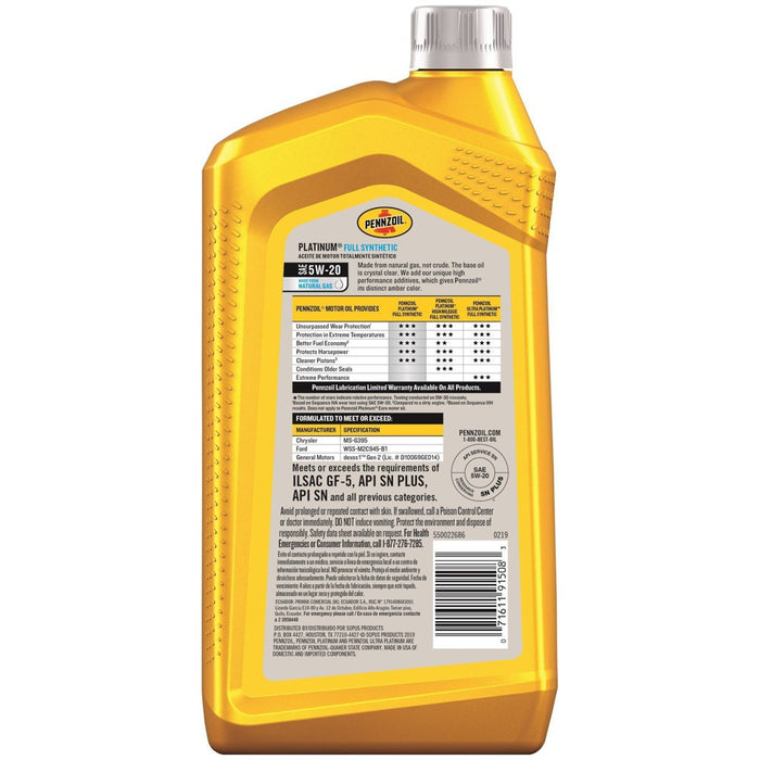 Pennzoil Platinum Full Synthetic 5W-20