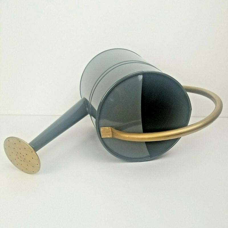 Home Decor Grey Watering Can with Gold Handle and Spout