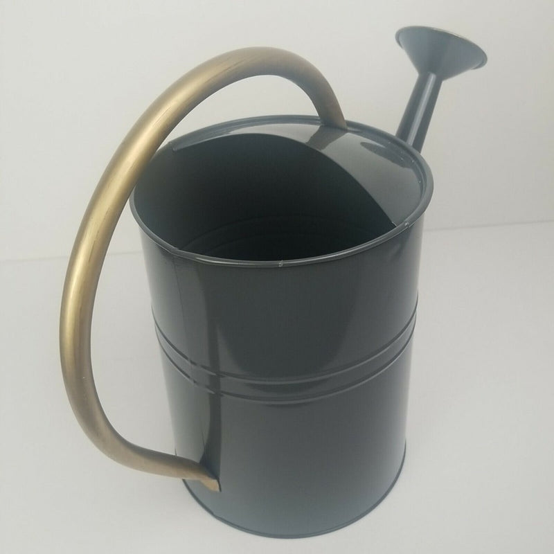 Home Decor Grey Watering Can with Gold Handle and Spout