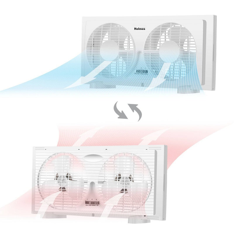 Holmes 9" 2 Speed Twin Blade Manual Window Fan with Reversible Airflow White (LOCAL PICKUP ONLY)