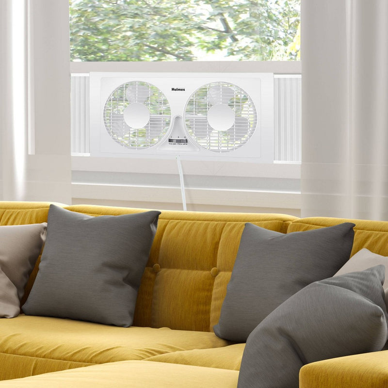 Holmes 9" 2 Speed Twin Blade Manual Window Fan with Reversible Airflow White (LOCAL PICKUP ONLY)
