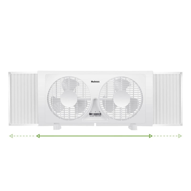 Holmes 9" 2 Speed Twin Blade Manual Window Fan with Reversible Airflow White (LOCAL PICKUP ONLY)