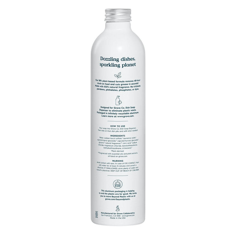 Grove Co. Liquid Dish Soap Refill - Aluminum Bottle - Citron & White Rose - 16 fl oz