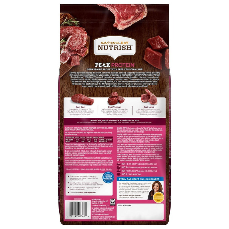 Rachael Ray Nutrish PEAK Natural Open Range Recipe with Beef, Venison & Lamb Dry Dog Food - 4lb