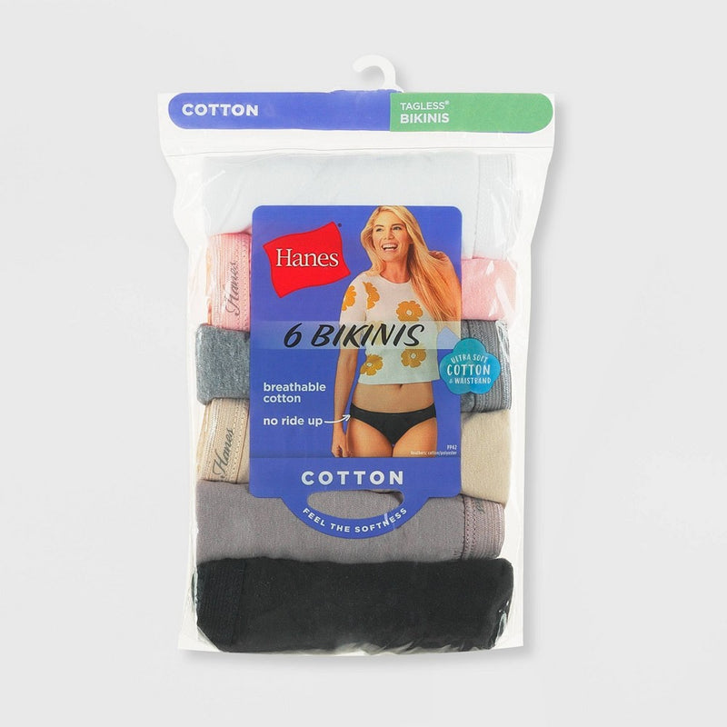 Hanes Women's Bikini Underwear Briefs PP42CA 6pk - Colors and Pattern May Vary 6