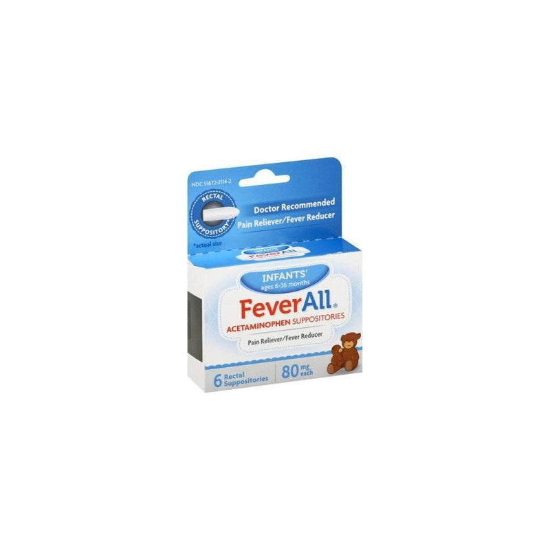Taro Rx FeverAll Infant Pain Reliever & Fever Reducer Suppository - Acetaminophen - 6ct