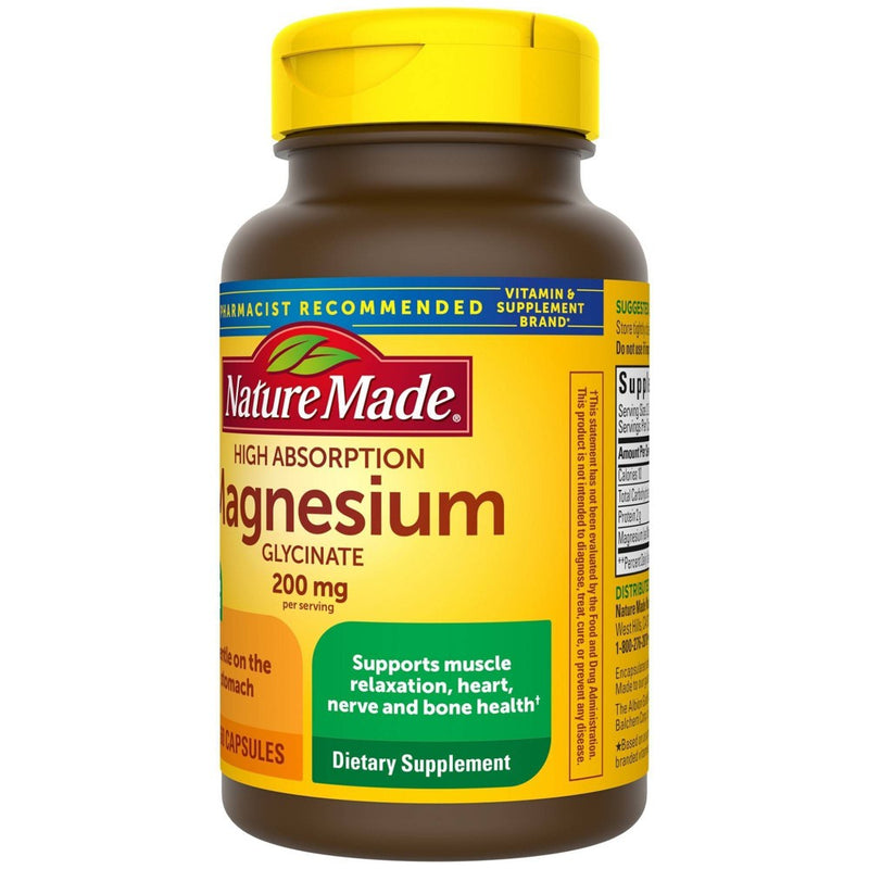Nature Made High Absorption Magnesium Glycinate 200mg Supplement Capsules - 60ct