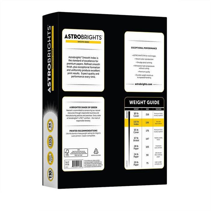 8.5" x 11" 235 Sheet Index Cardstock 199 gsm Bright White - Astrobrights