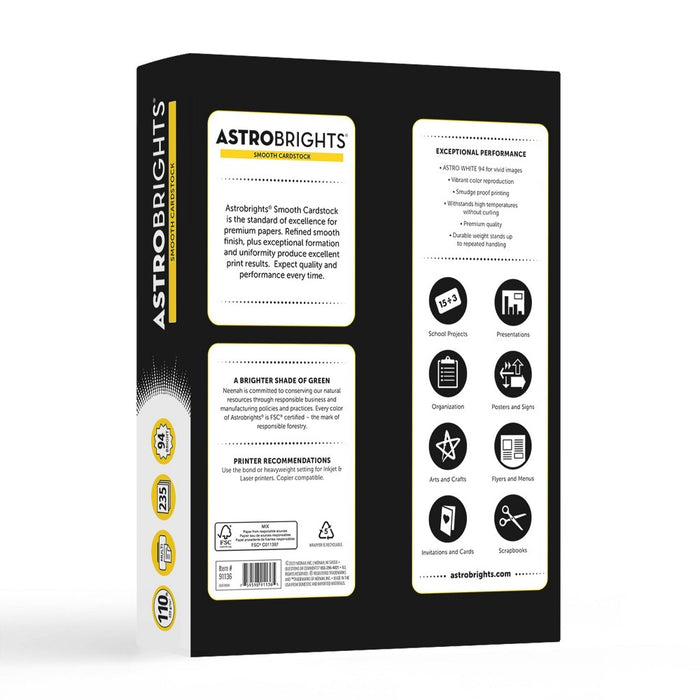 8.5" x 11" 235 Sheet Index Cardstock 199 gsm Bright White - Astrobrights