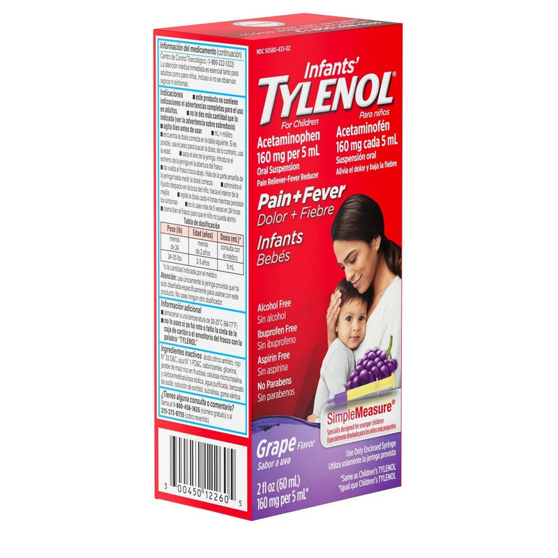 Infants' Tylenol Pain Relief Liquid - Acetaminophen - Grape - 2 fl oz