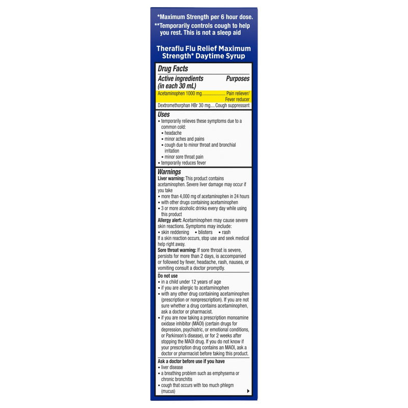 Theraflu Multi-Symptom Flu Relief Max Strength Day & Night Liquid - Honey Elderberry - 16.6 fl oz