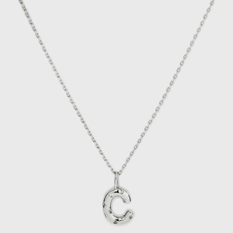 Silver Plated Cubic Zirconia 'C' Pendant Necklace - A New Day™ Silver