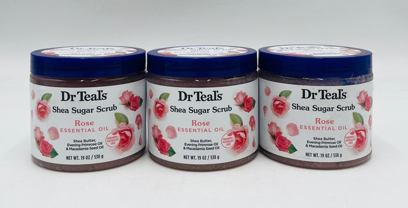 LOT OF 3!!! Dr Teal's Rose Shea Sugar Body Scrub - 19oz LOT OF 3