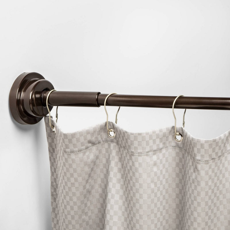 72" Dual Mount Curved Steel Shower Curtain Rod with Tiered End Cap Bronze - Made By Design™ (LOCAL PICKUP ONLY)
