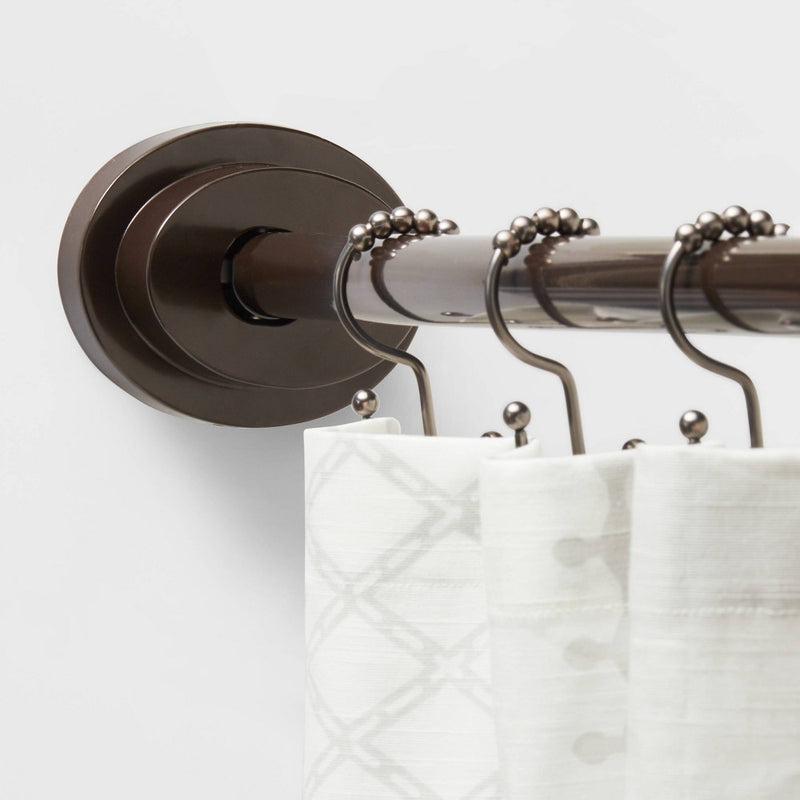 72" Dual Mount Curved Steel Shower Curtain Rod with Tiered End Cap Bronze - Made By Design™ (LOCAL PICKUP ONLY)