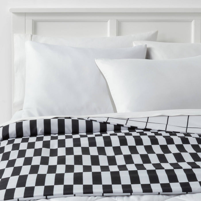 72"x48" Reversible Microfiber Cover for Weighted Blanket Grid/Checkered - Room Essentials™