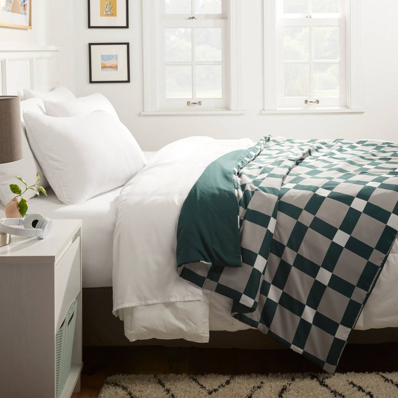 48"x72" Reversible Microfiber Cover for Weighted Blanket Green Plaid - Room Essentials™