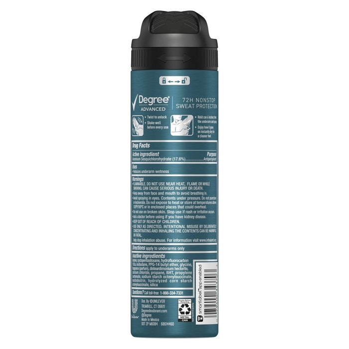 Degree Men Advanced Motionsense Cool Rush 72-Hour Antiperspirant & Deodorant Dry Spray - 3.8oz