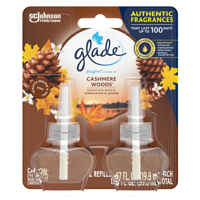 Glade PlugIns Scented Oil Air Freshener Cashmere Woods Refill - 1.34oz/2ct
