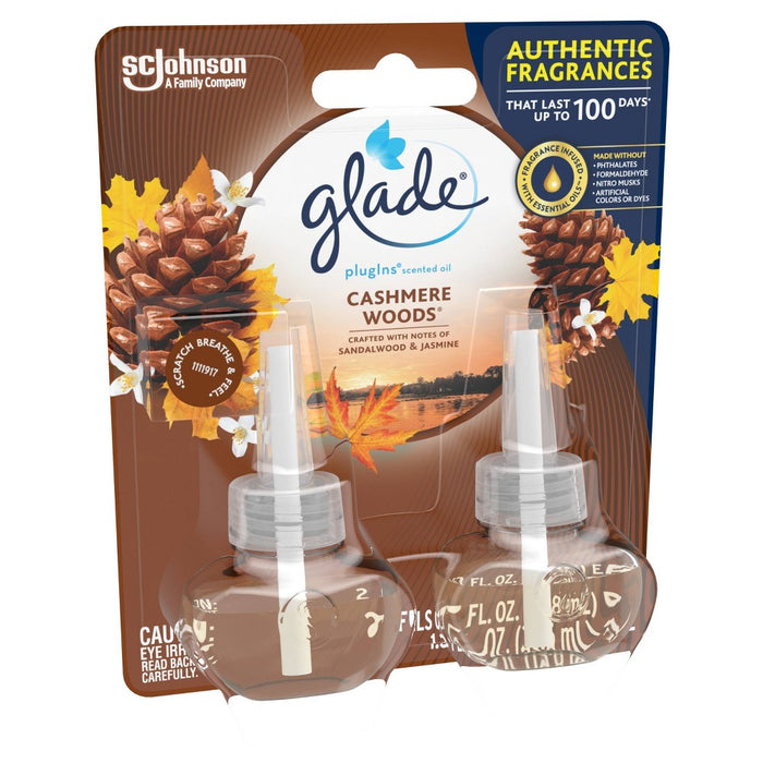 Glade PlugIns Scented Oil Air Freshener Cashmere Woods Refill - 1.34oz/2ct