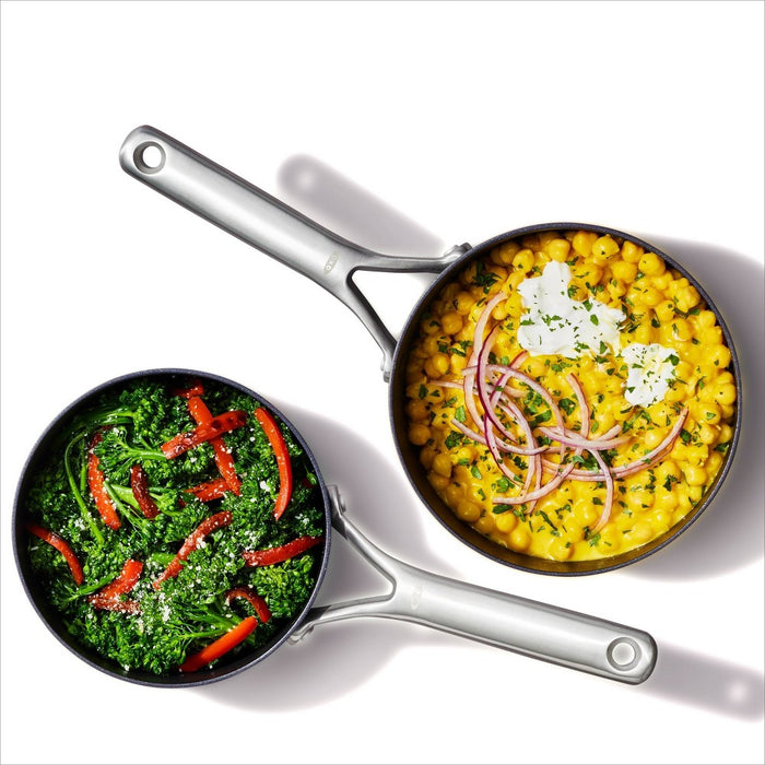OXO 4pc Ceramic Pro Non-Stick Sauce Pan Set Gray