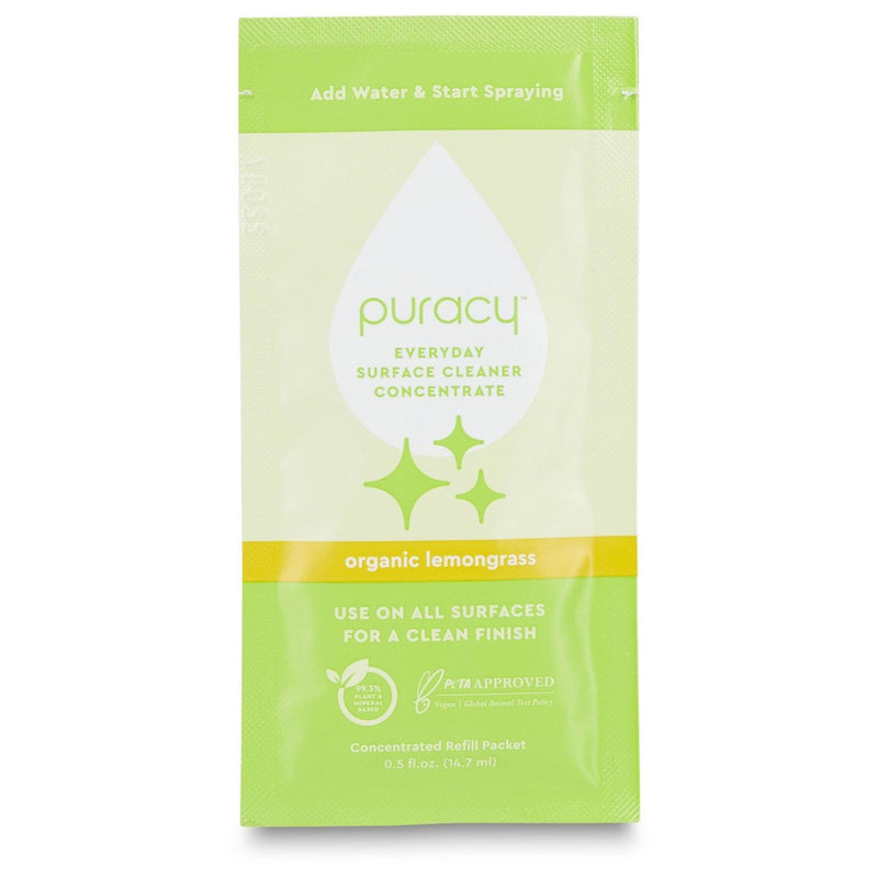 Puracy Natural Everyday Surface Cleaner Concentrate Packettes - Organic Lemongrass - 2pk (Makes 32 fl oz)