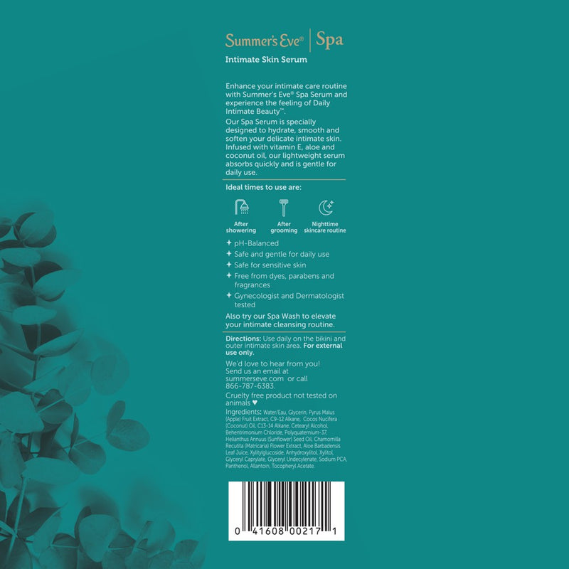 Summer's Eve Spa Fragrance Free Daily Intimate Women's Post Shave Hydrating Skin Serum - 1 fl oz