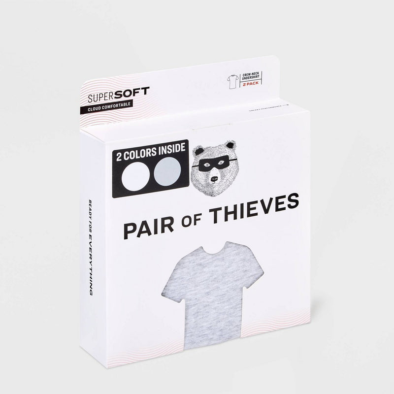 Pair of Thieves Men's 2pk Crew Undershirt - Gray/White L