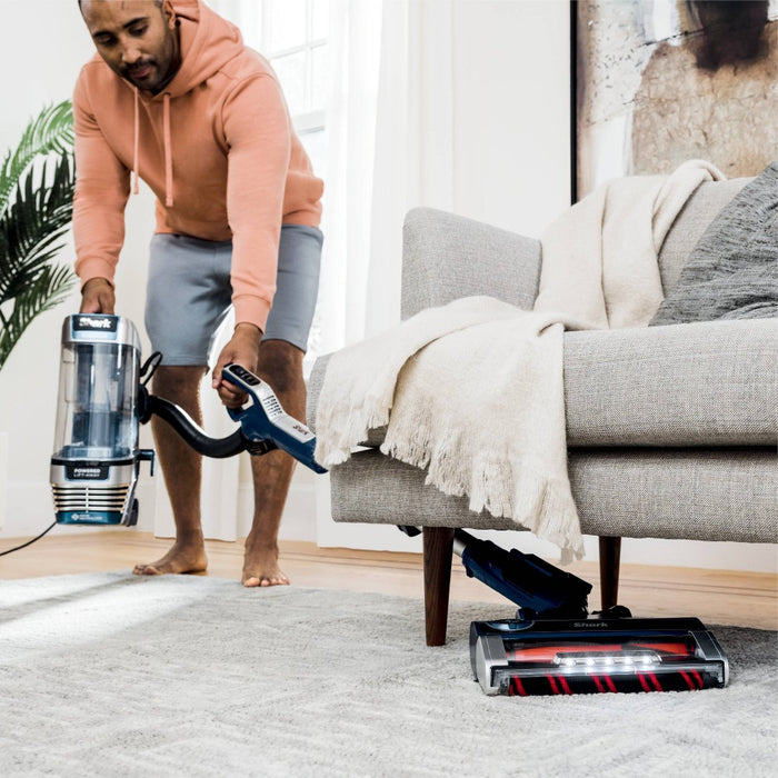 Shark Stratos Upright Vacuum with DuoClean PowerFins HairPro, Self-Cleaning Brushroll, Odor Neutralizer Technology - Navy - AZ3002 (LOCAL PICKUP ONLY)