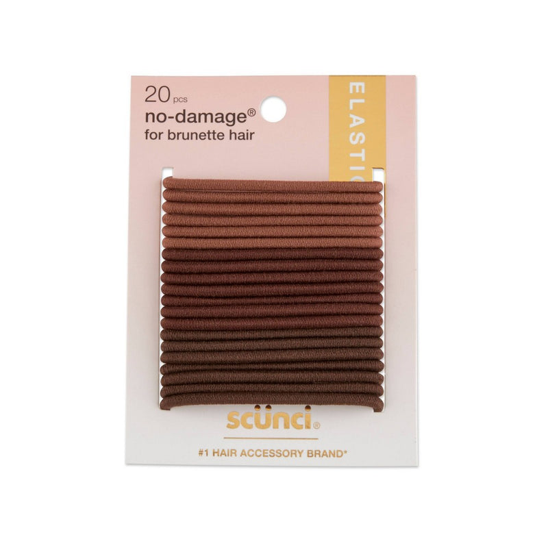 scunci  No Damage Elastic Hair Ties - Brunette - 4mm/20ct