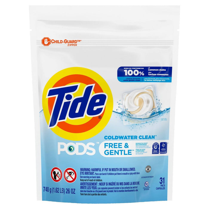 Tide Pods Laundry Detergent Pacs - Free & Gentle - 26oz/31ct