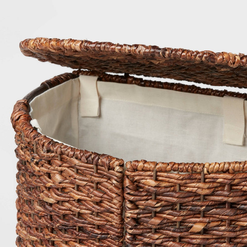 Woven Abaca Lidded Halfmoon Hamper Brown - Brightroom™ (LOCAL PICKUP ONLY)