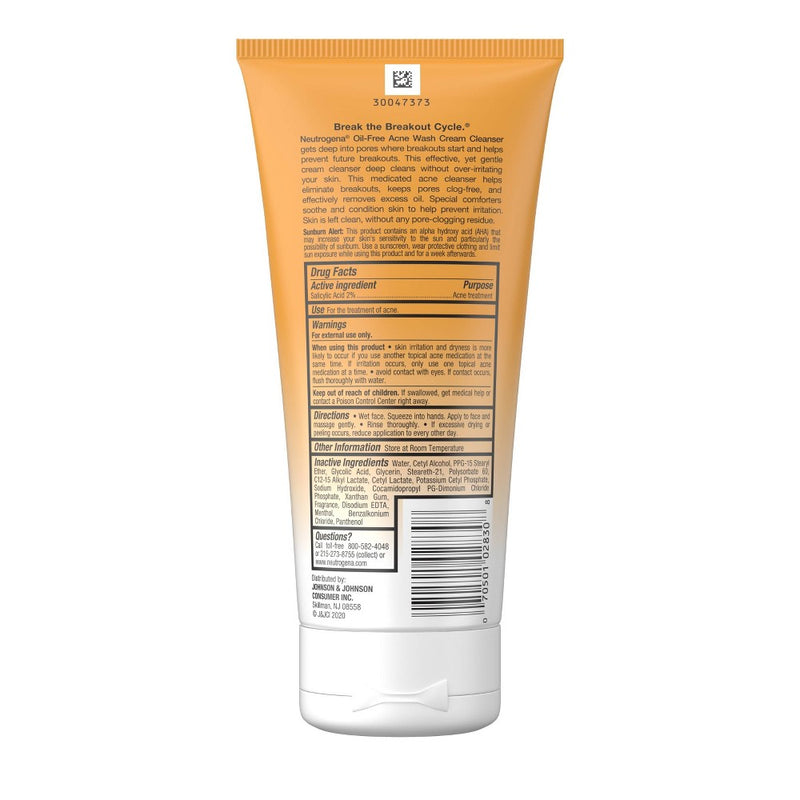 Neutrogena Oil-Free Acne Face Wash Cream Cleanser - 6.7 fl oz *NEW*