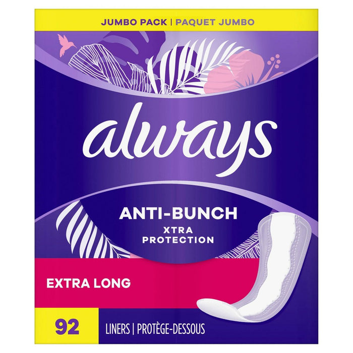 Always Anti-Bunch Xtra Protection Liners - Extra Long - 92ct