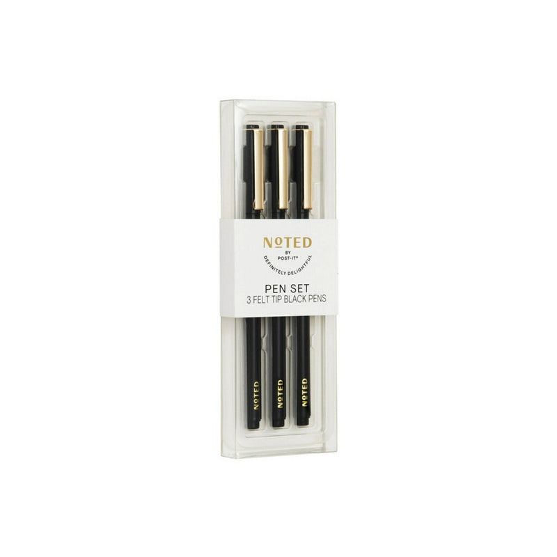 Post-it 3pk Felt Tip Pens - Black