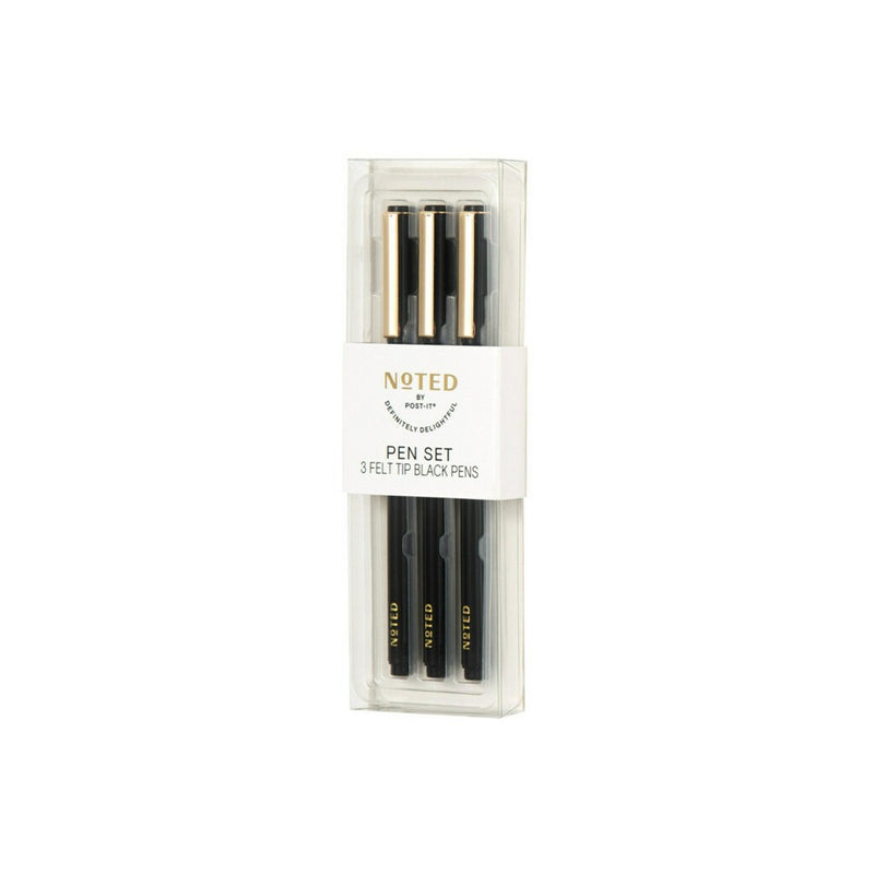 Post-it 3pk Felt Tip Pens - Black