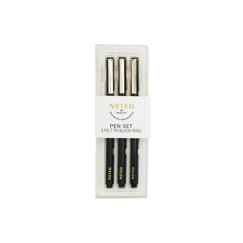 Post-it 3pk Felt Tip Pens - Black