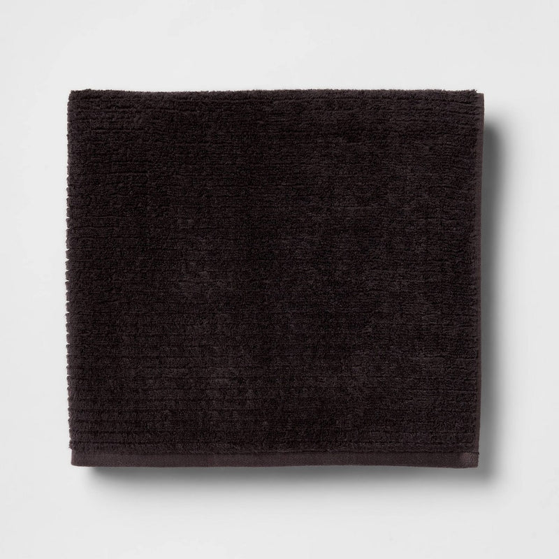 2pk Quick Dry Ribbed Bath Towel Set Washed Black - Threshold™
