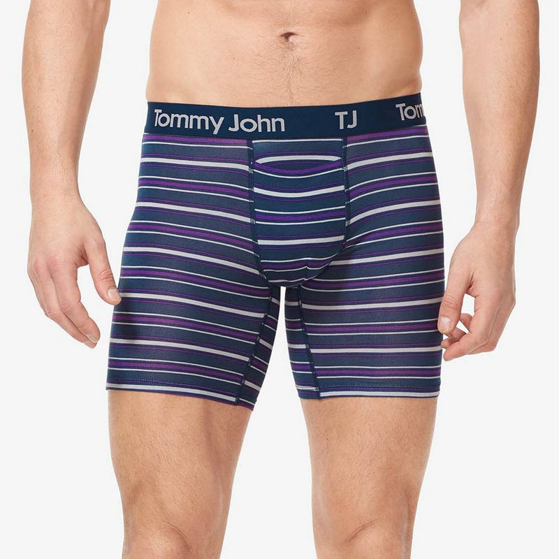 TJ | Tommy John™ Men's Striped 6'' Boxer Briefs 2pk - Deep Purple Stripe/Deep Purple S