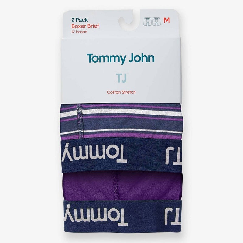 TJ | Tommy John™ Men's Striped 6'' Boxer Briefs 2pk - Deep Purple Stripe/Deep Purple S