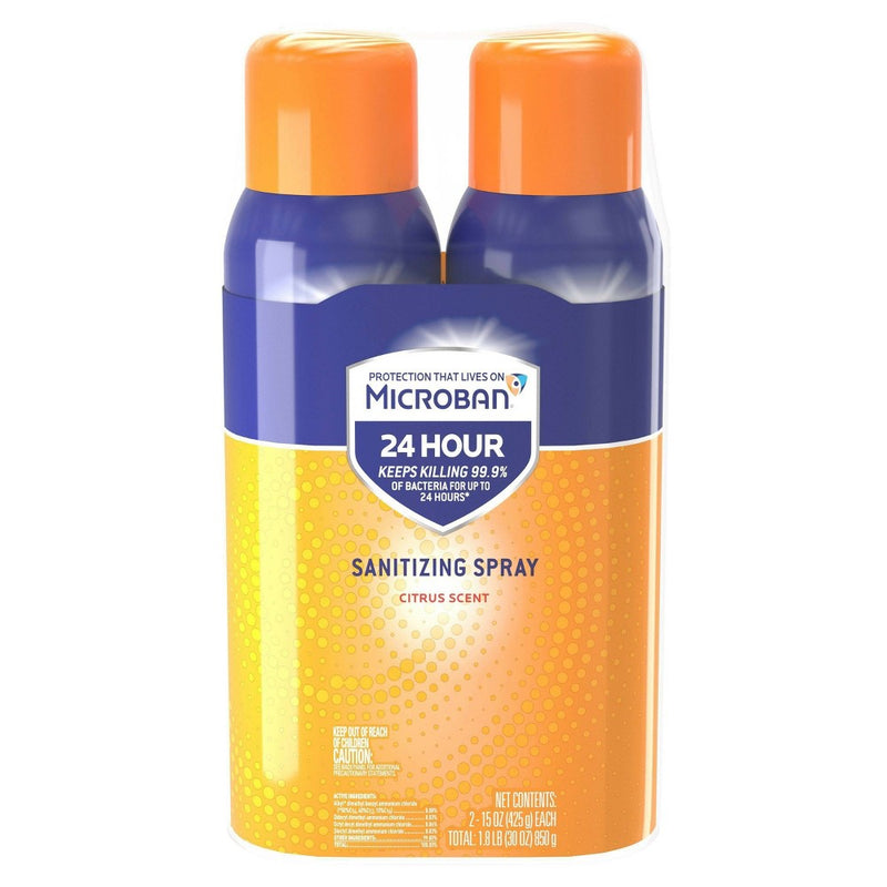 Microban 24 Hour Disinfectant Sanitizing Spray - Citrus Scent - 2ct/15 fl oz each