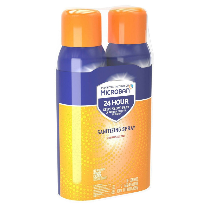 Microban 24 Hour Disinfectant Sanitizing Spray - Citrus Scent - 2ct/15 fl oz each