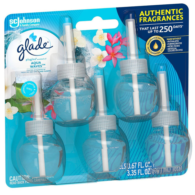 Glade PlugIns Scented Oil Air Freshener Aqua Waves Refill - 3.35oz/5ct