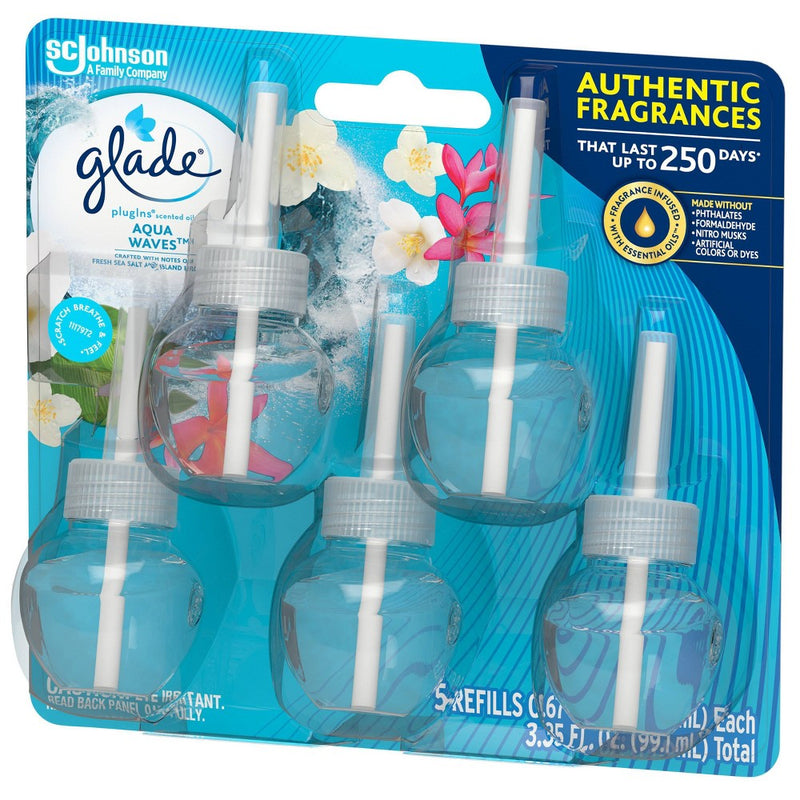 Glade PlugIns Scented Oil Air Freshener Aqua Waves Refill - 3.35oz/5ct