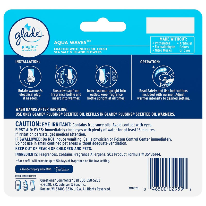 Glade PlugIns Scented Oil Air Freshener Aqua Waves Refill - 3.35oz/5ct