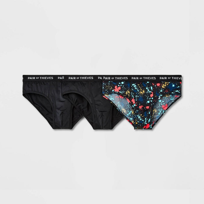 Pair of Thieves Men's 3pk Splatter Super Fit Briefs - Black M