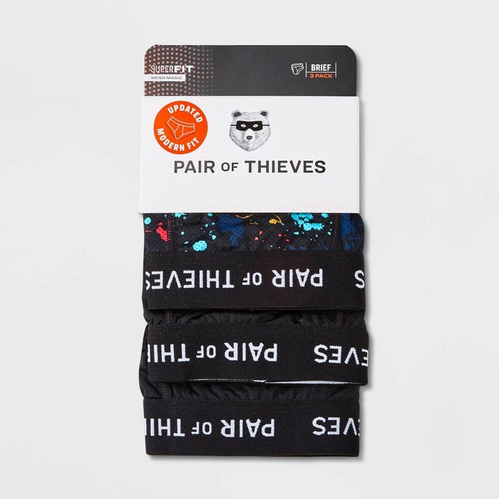 Pair of Thieves Men's 3pk Splatter Super Fit Briefs - Black M