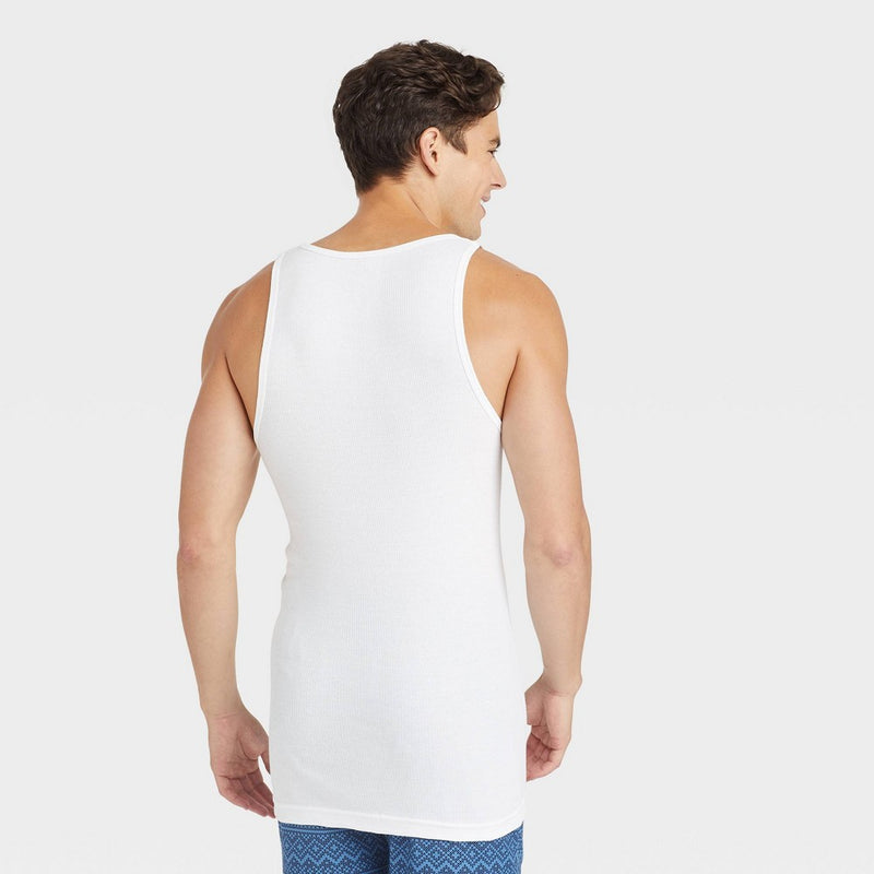 Men's 4pk Ribbed Tank Top - Goodfellow & Co™ White L