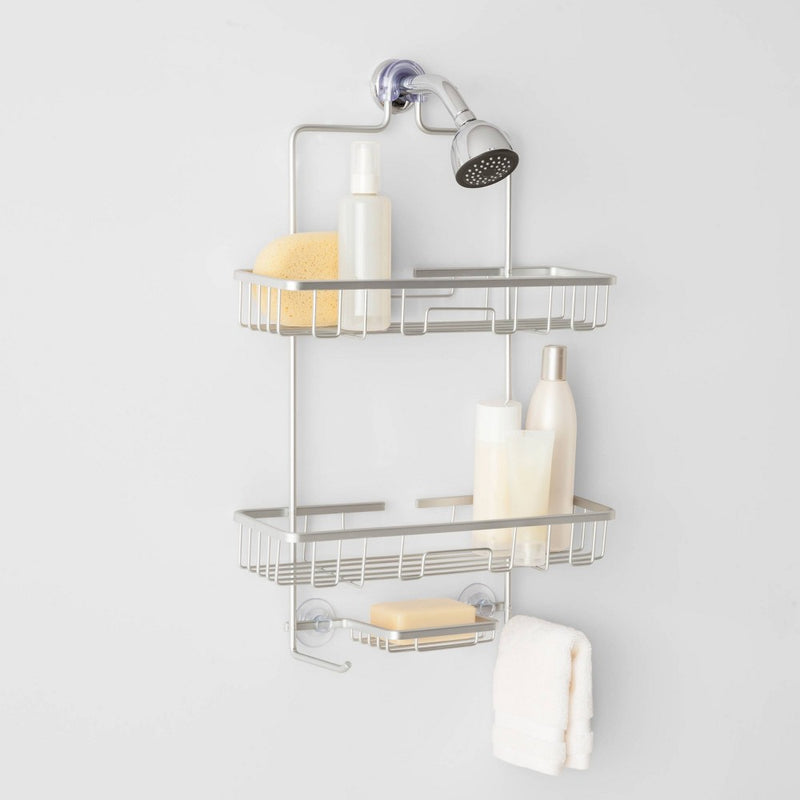 Wide Rustproof Shower Caddy with Lock Top Aluminum - Made By Design™ (LOCAL PICKUP ONLY)